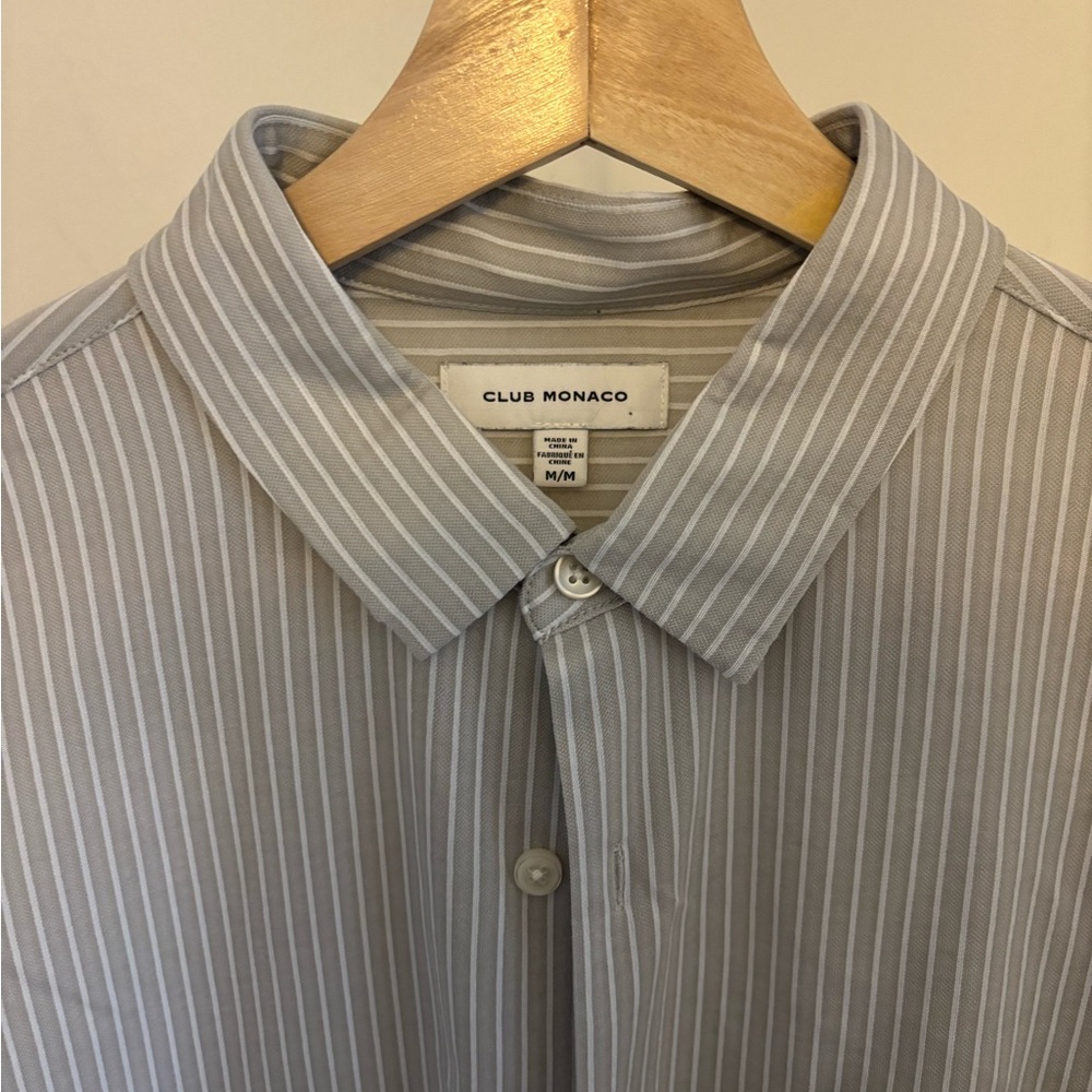Club Monaco Gray Dress Shirt with Subtle Pinstripes